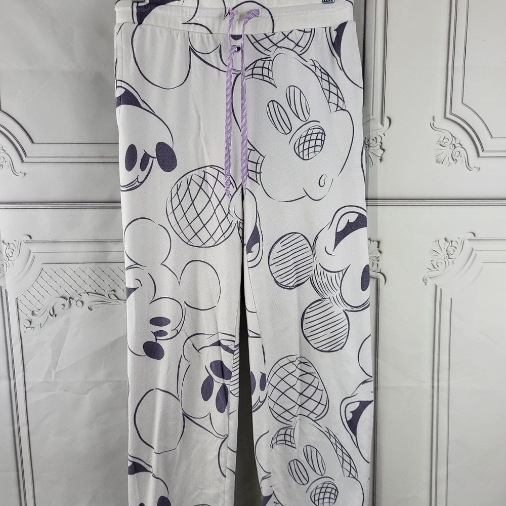Womens Disney White and Purple Cartoon Leggings Pajama Pants XS